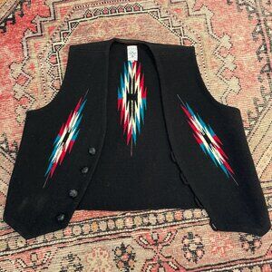 Vintage ~ Mens Ortega's Chimayo NM Wool Western Santa Fe Style Vest~46 (Unisex)